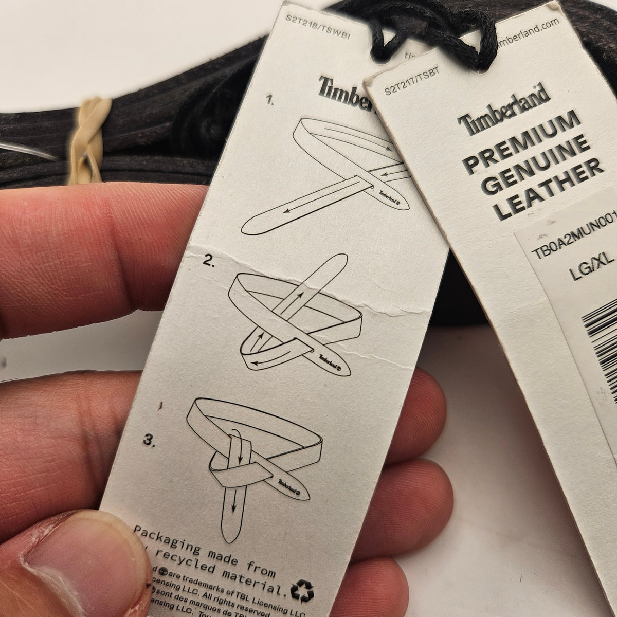 TIMBERLAND WOMEN'S L/XL PREMIUM GENUINE LEATHER WRAP BELT BLACK NWT