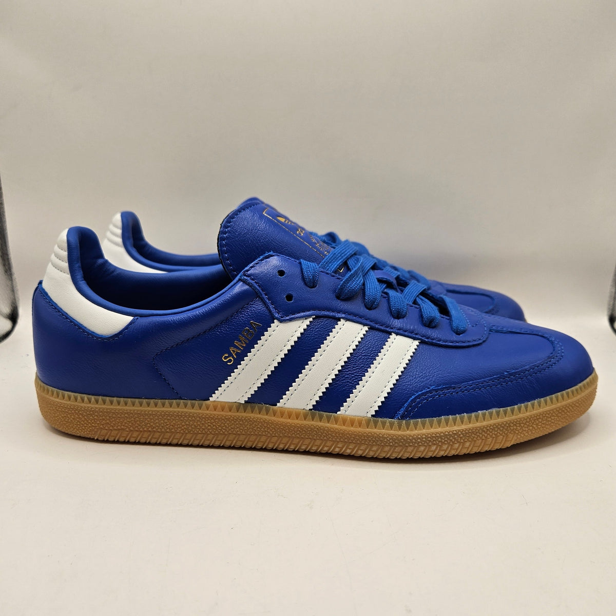 ADIDAS ORIGINALS MEN'S 10.5 SAMBA OG BLUE LEATHER WHITE GUM JR0882 LOW TOP