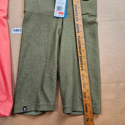 LOT OF 2 - ADIDAS ORIGINALS WOMEN'S (XS & S) RIBBED SHORT LEGGINGS GREEN CORAL