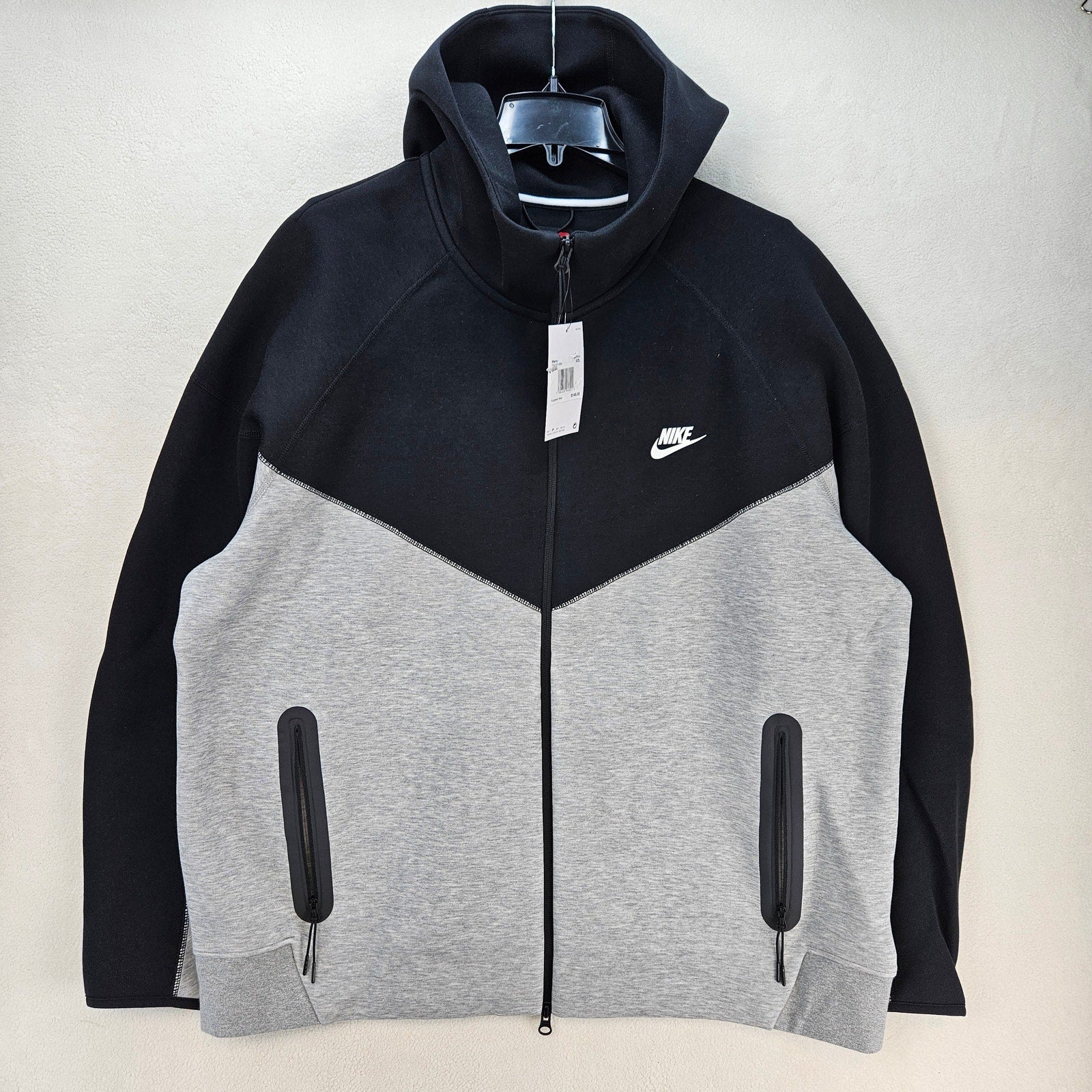 NIKE MEN'S XXL TECH FLEECE FULL ZIP HOODIE JACKET BLACK GRAY FB7921-064 NWT