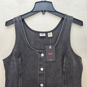 LEVI'S WOMEN'S LARGE TULI DENIM MINI DRESS BLACK WASH NWT
