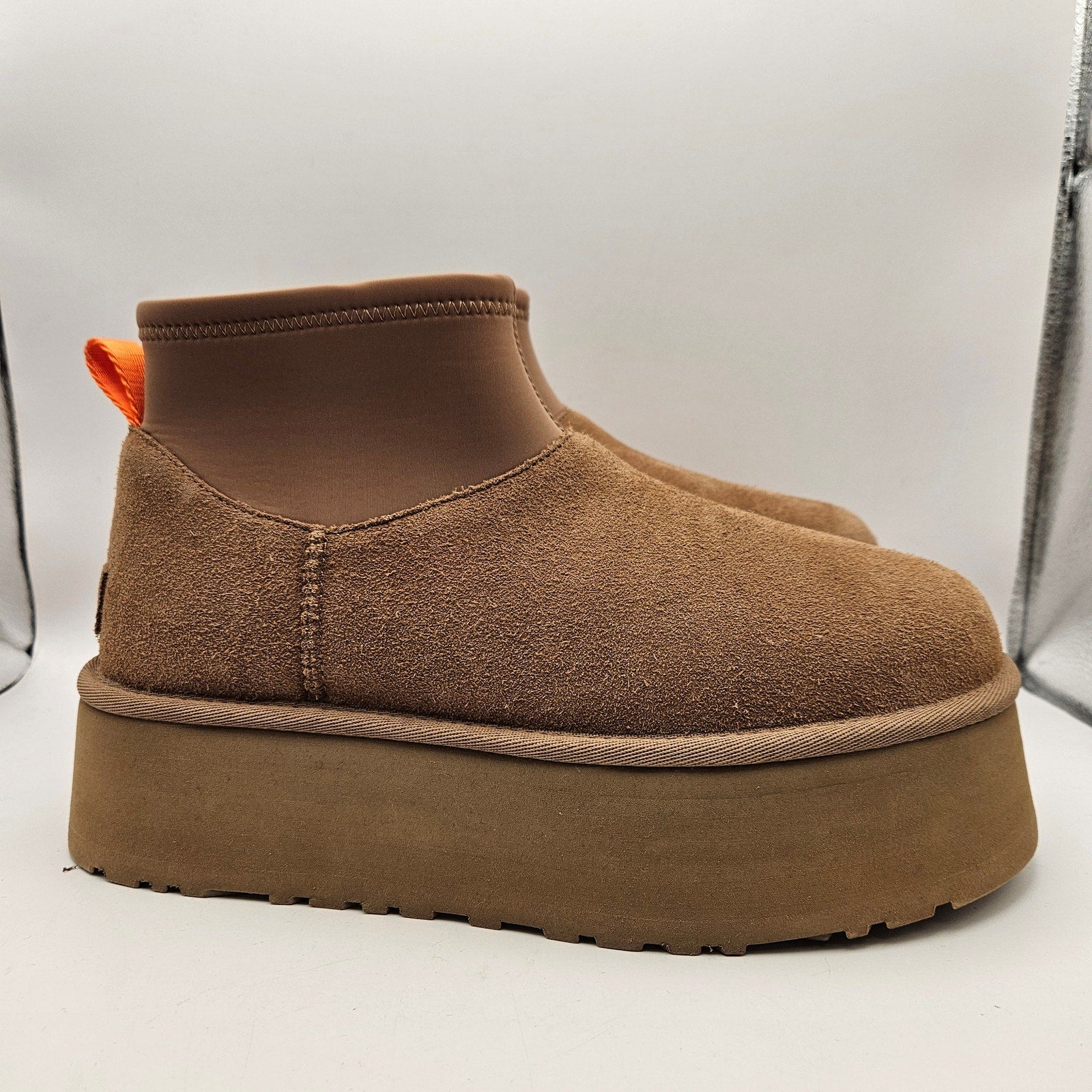 UGG WOMEN'S 9 PLATFORM MINI BOOTS BROWN SUEDE ULTRA MINI 1168170 NWOB