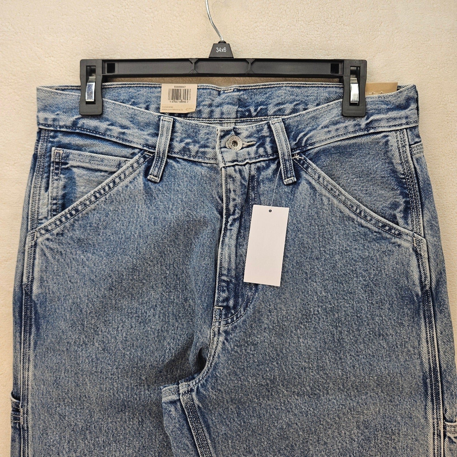 LEVI'S 568 MEN'S 30X32 CARPENTER LIGHT BLUE DENIM JEANS NWT WORKWEAR