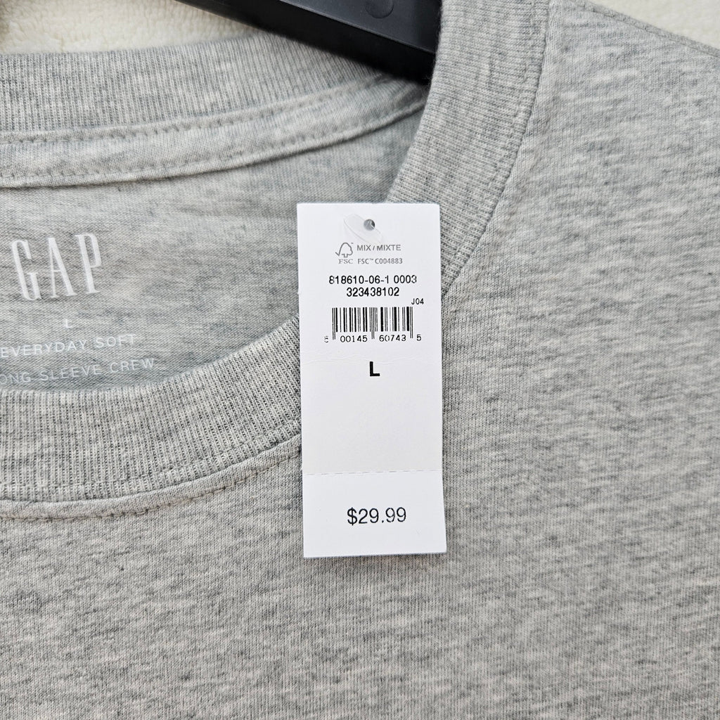 GAP EVERYDAY MEN'S LARGE SOFT L/S CREW SHIRT LOT OF 2 NWT
