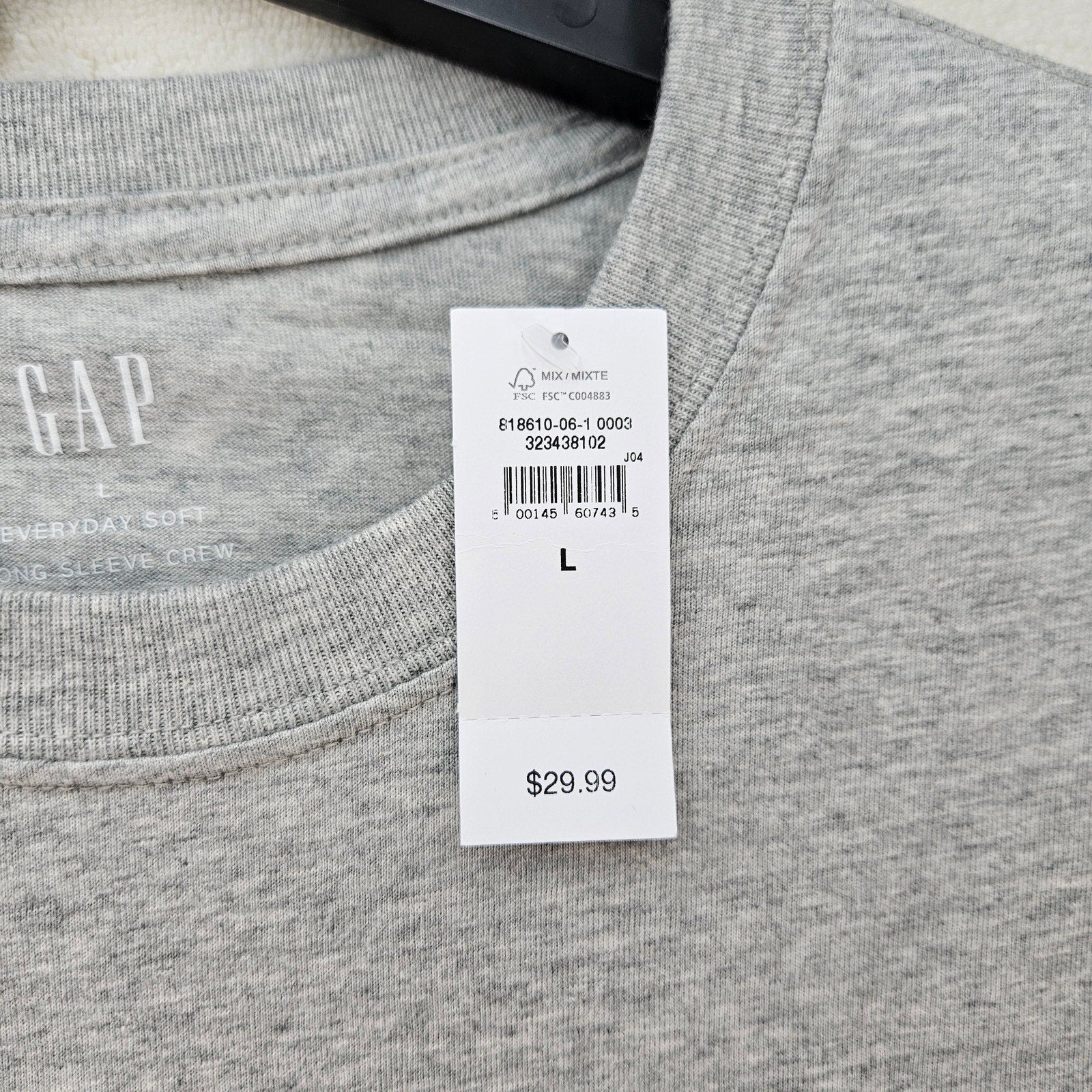 GAP EVERYDAY MEN'S LARGE SOFT L/S CREW SHIRT LOT OF 2 NWT