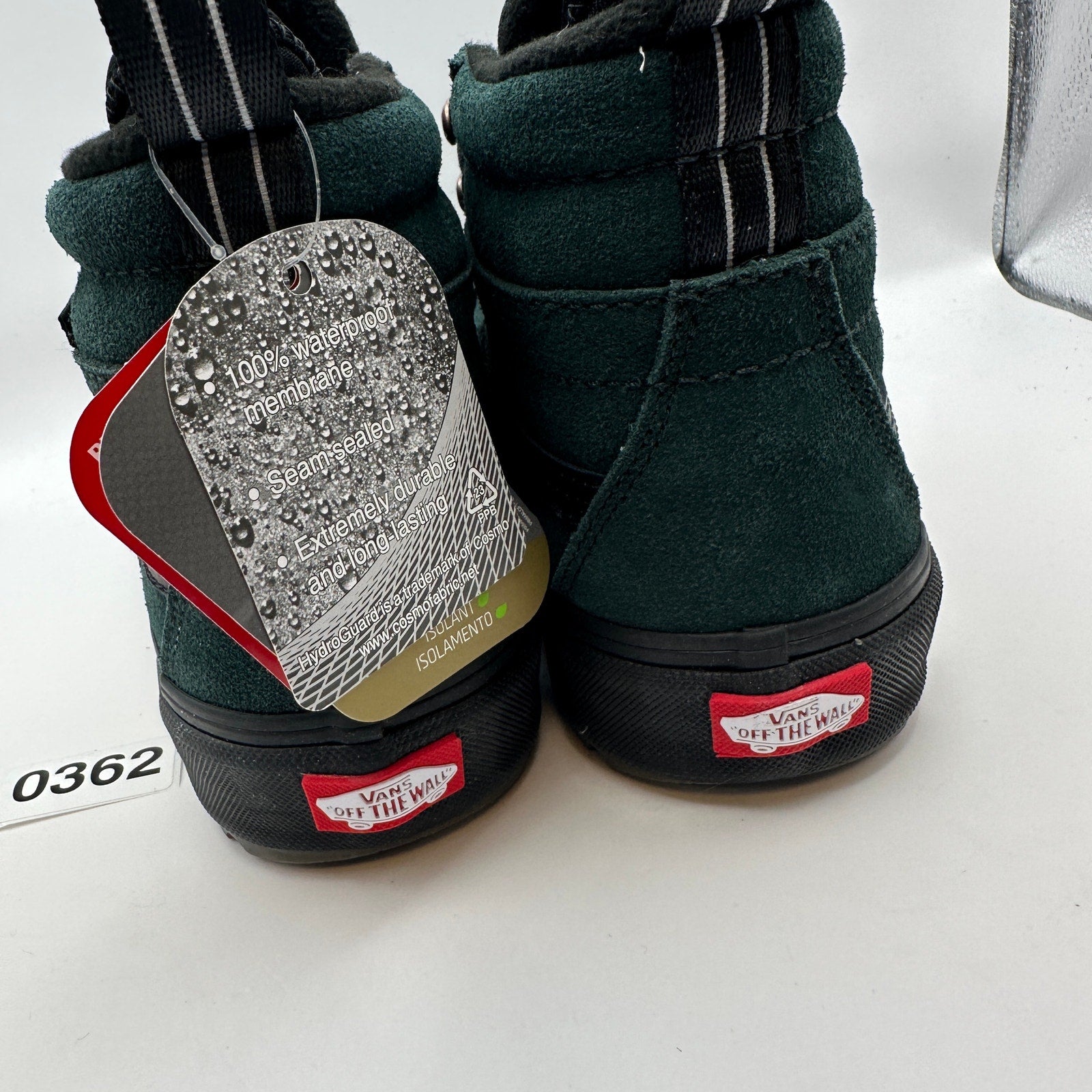 VANS Men's 8.5 MTE Sk8 Hi Pine Green Suede Black Outsole