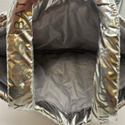 BATH & BODY WORKS QUILTED METALLIC CHROME TOTE NWT