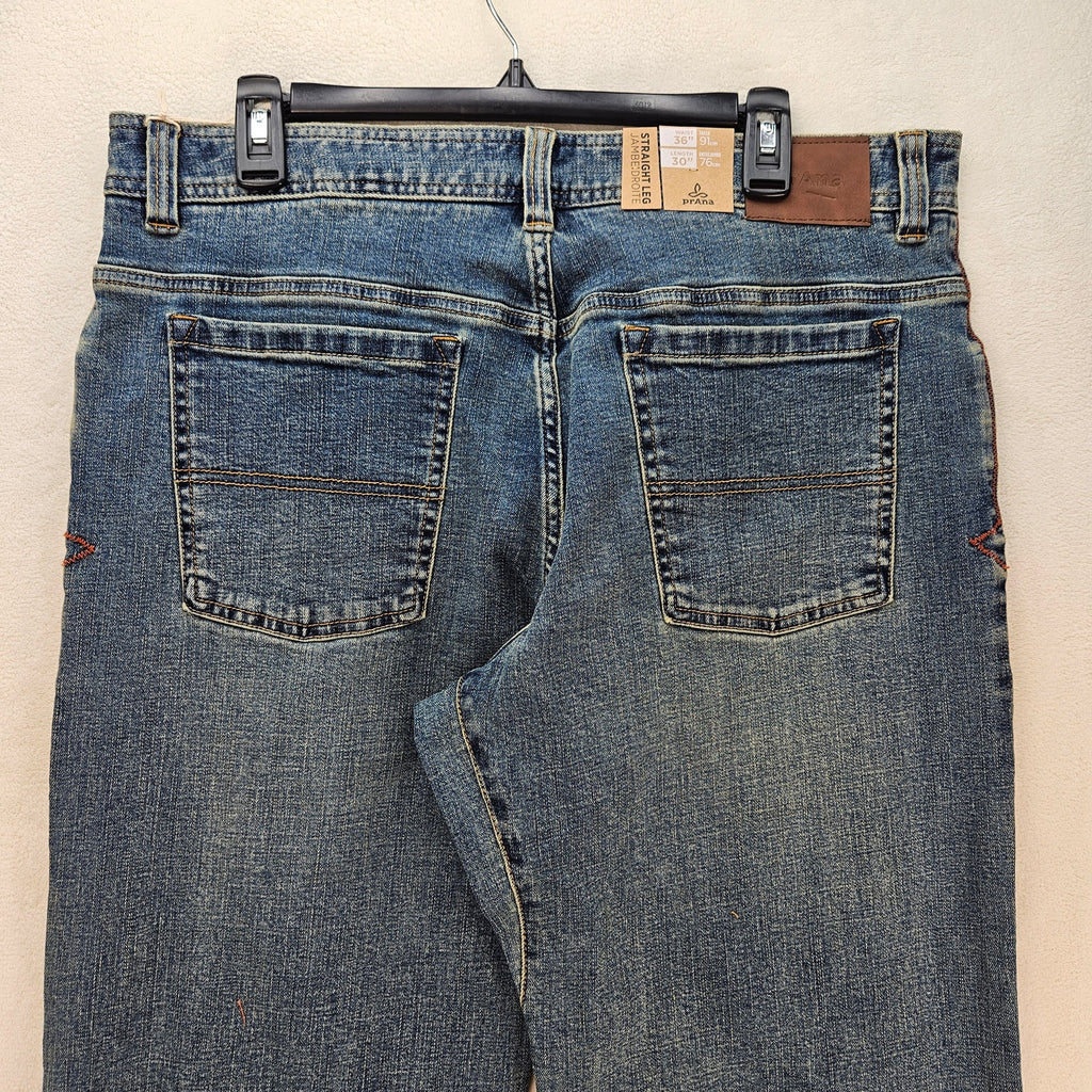 PRANA MEN'S 36X30 AXIOM JEAN ANTIQUE STONE WASH NWT STRAIGHT LEG