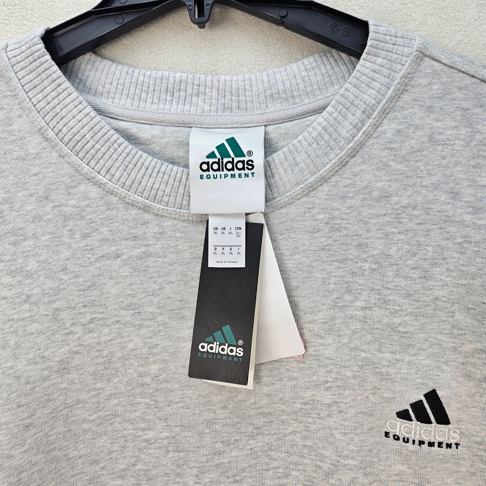 ADIDAS EQT MEN'S XXL OVERSIZED HEATHER GREY VINTAGE OG CREWNECK SWEATSHIRT NWT