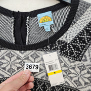 C&C CALIFORNIA WOMEN'S MEDIUM FAIR ISLE NORDIC KNIT SWEATER CARDIGAN BLK WHT NWT