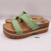 REEF WOMEN'S 9 PLATFORM SANDALS MATCHA GREEN CORK SOLE