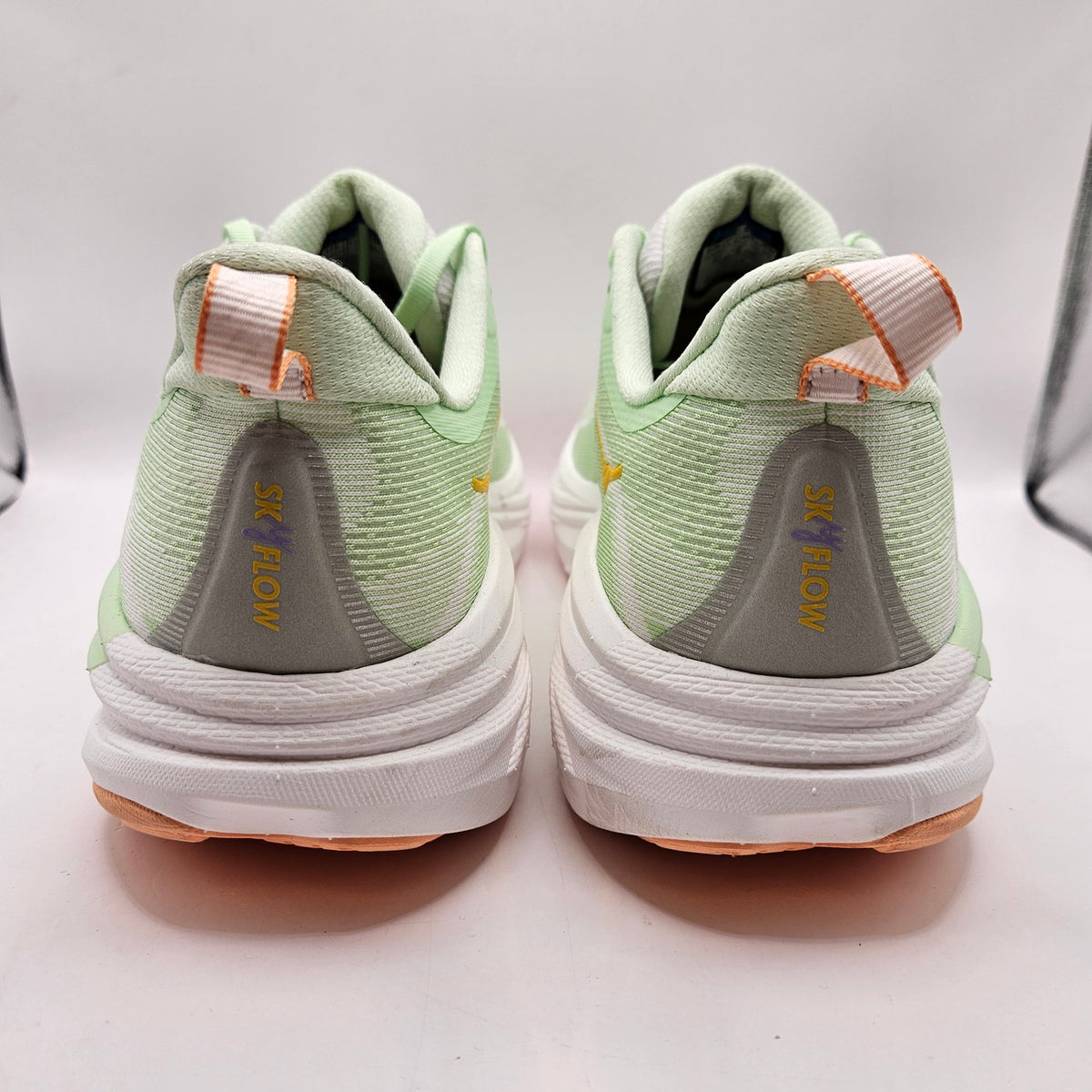 HOKA MEN'S 12 LUNA MOTH WHITE SKYFLOW RUNNING SHOES 1155111 LHW GREEN RAINBOW
