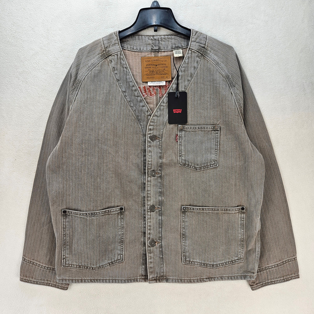 LEVI'S MENS MEDIUM UNION ENGINEER CARDIGAN UNIFORM BADGE TAN NWT