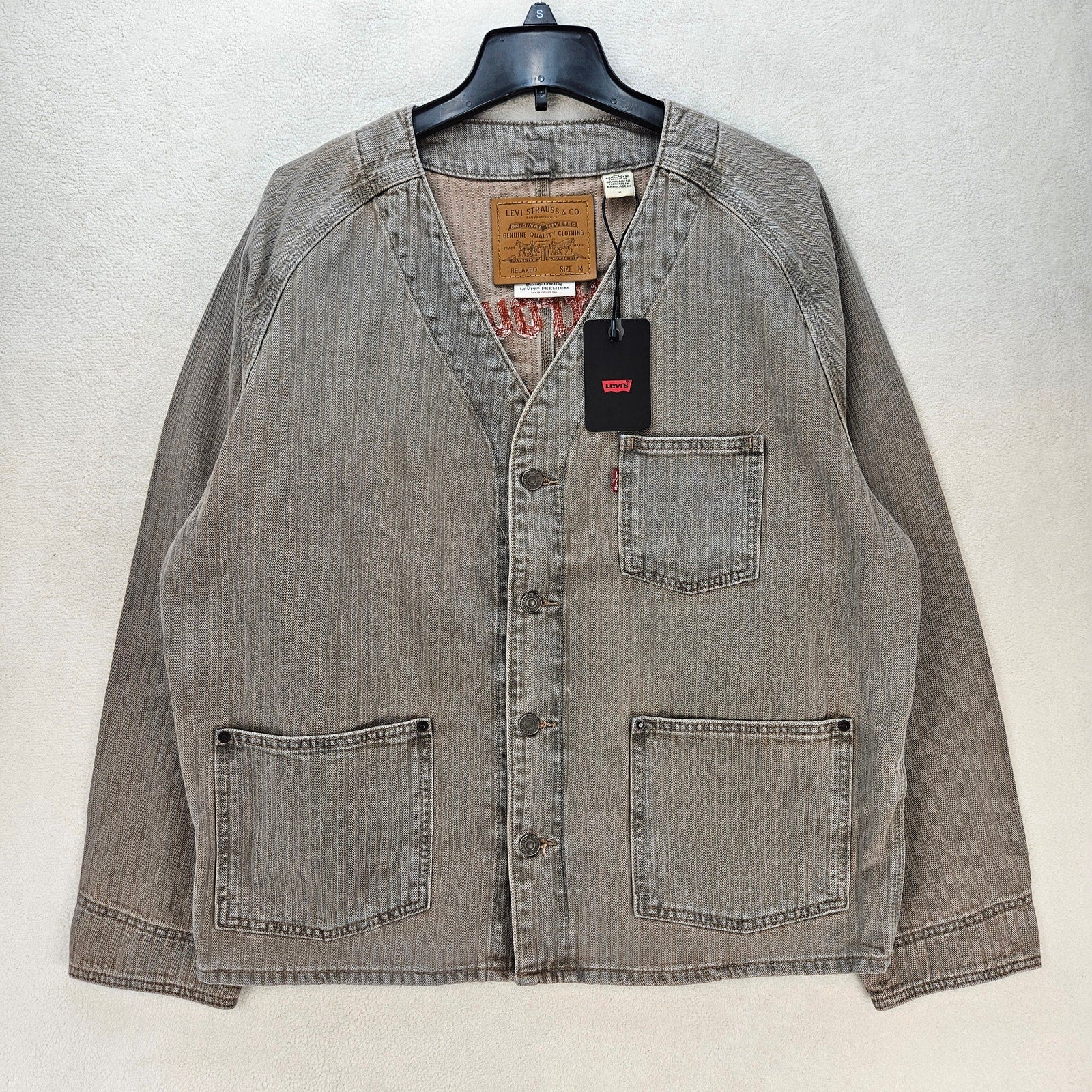 LEVI'S MENS MEDIUM UNION ENGINEER CARDIGAN UNIFORM BADGE TAN NWT