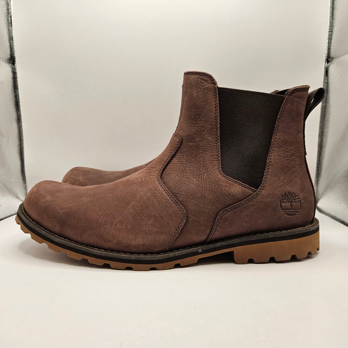 TIMBERLAND MEN'S 13 ATTLEBORO CHELSEA DARK BROWN LEATHER BOOT