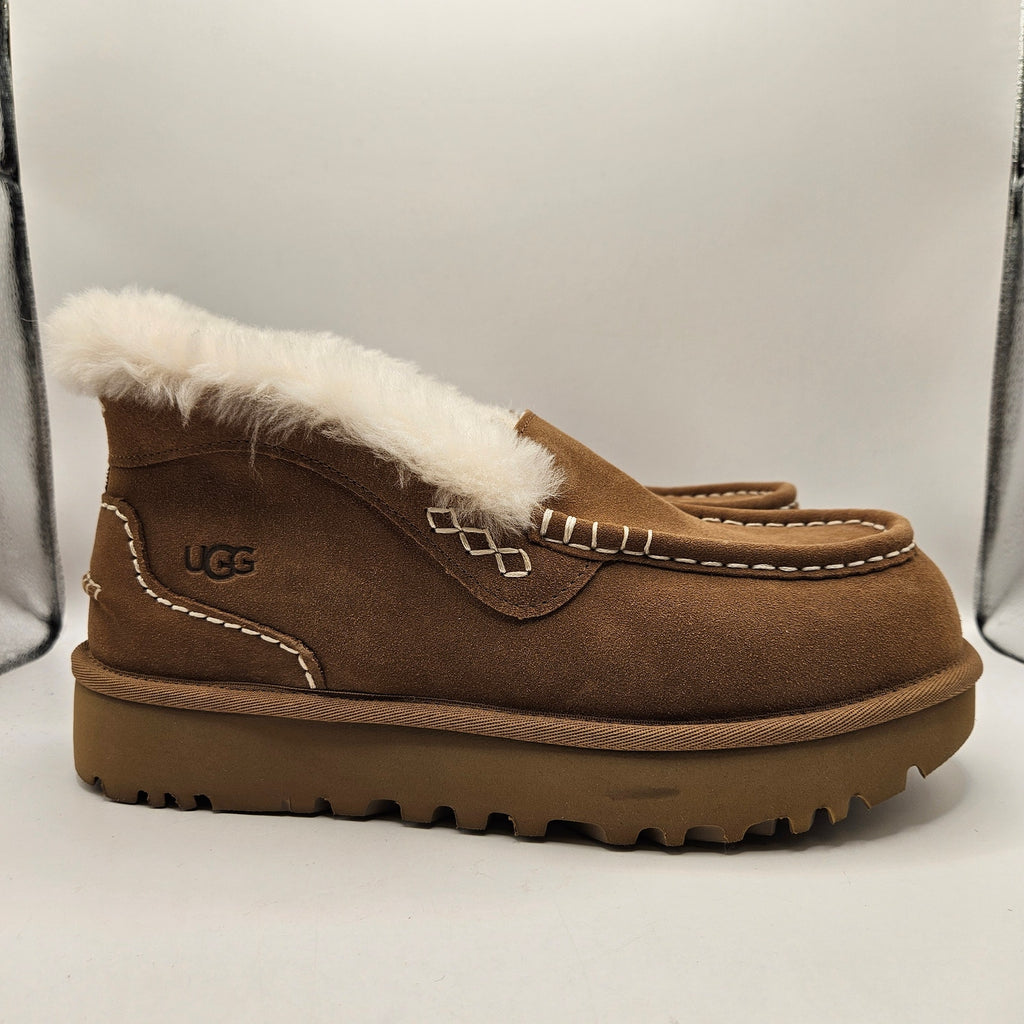 UGG WOMEN'S 11 ANSLEY PARC CHESTNUT SUEDE SLIP ON PLATFORM SLIPPERS NWOB 1158250