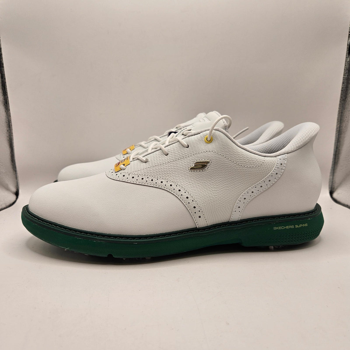 SKECHERS MEN'S 10 GO GOLF PRESTIGE SLIP IN SHOES 214124 ARCH FIT WHITE GREEN