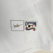 NIKE x ATLANTA BRAVES MEN'S MEDIUM BASEBALL JERSEY WHITE BLUE NWOT COOPERSTOWN