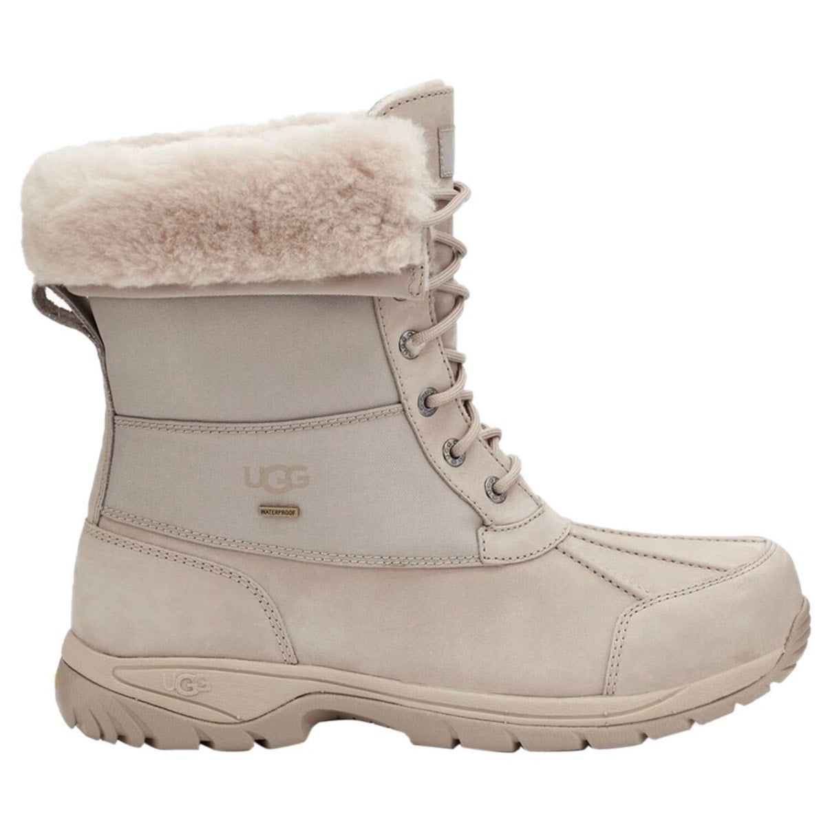 UGG Men's 14 Butte MONO PUTTY Leather Fur Snow Boots 1120979 Vibram NIB