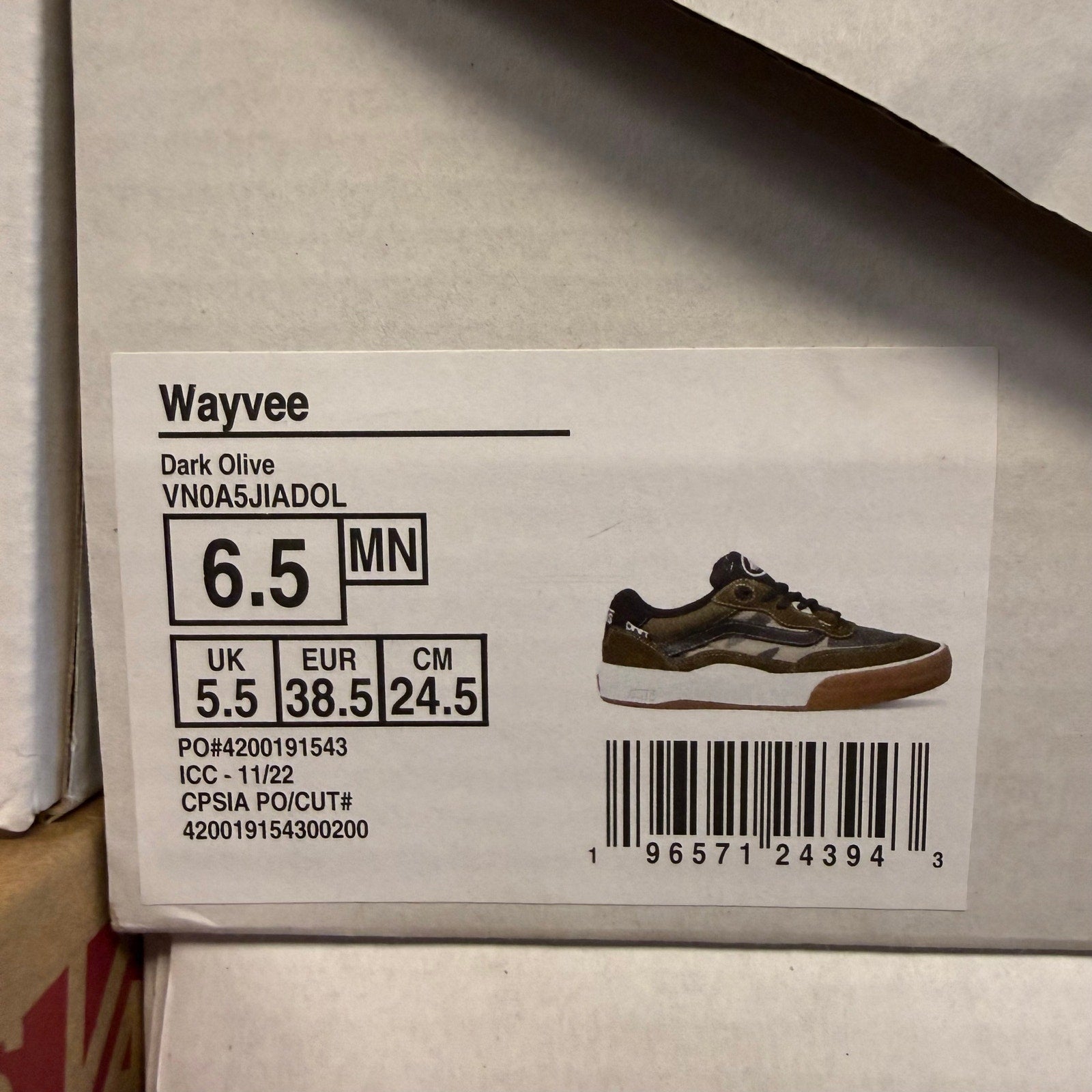 VANS MEN'S 6.5 WAYVEE BROWN GRAY WHITE NIB VN0A5JIADOL