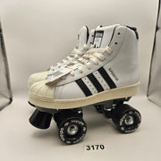 ADIDAS WOMEN'S 5.5 SUPERSTAR HI WHITE BLACK ROLLER SKATES NWOB JS4038