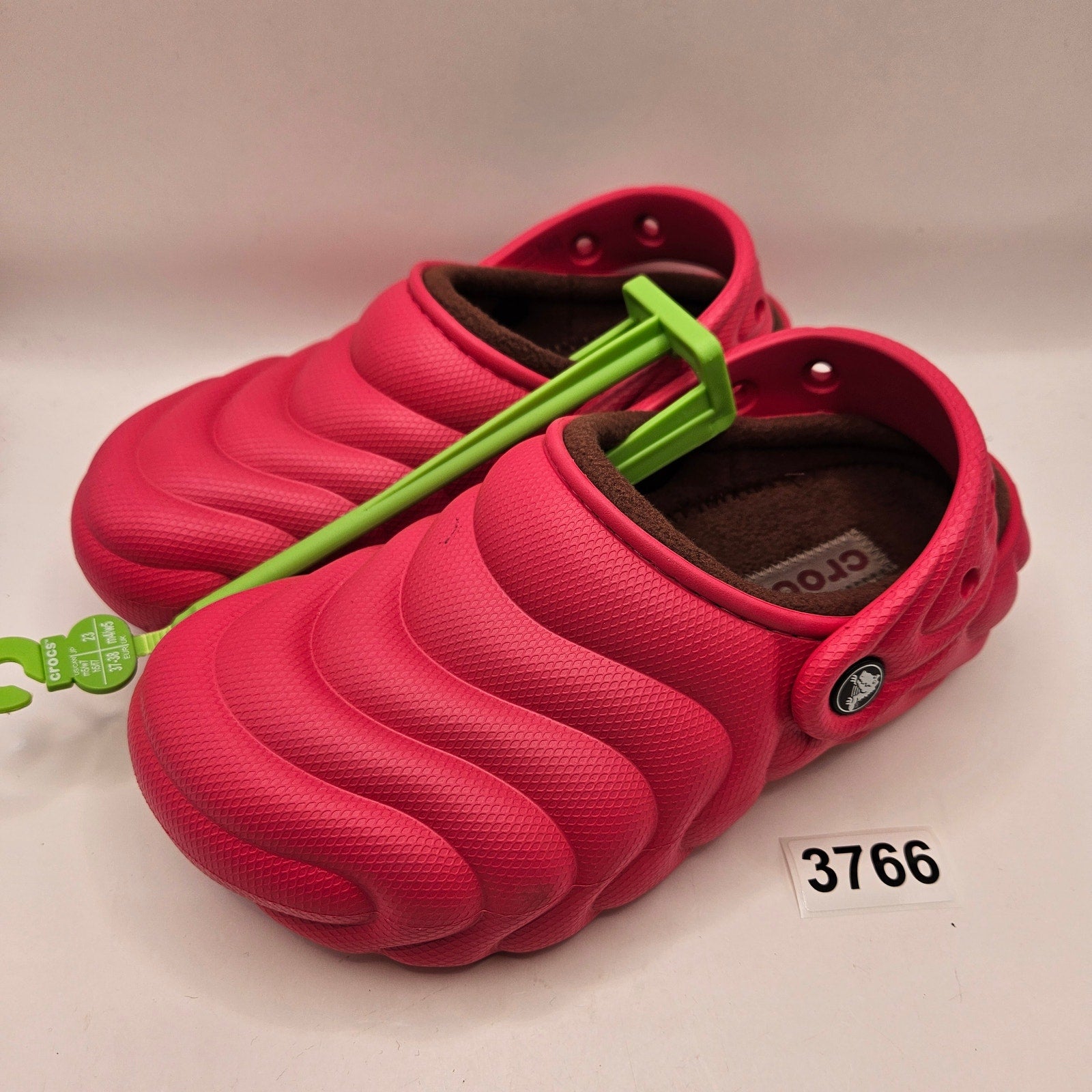CROCS WOMEN'S 5 ECHO WAVE CLOG PINK MAROON LINED FLEECE SLIP ON SHOES NWT