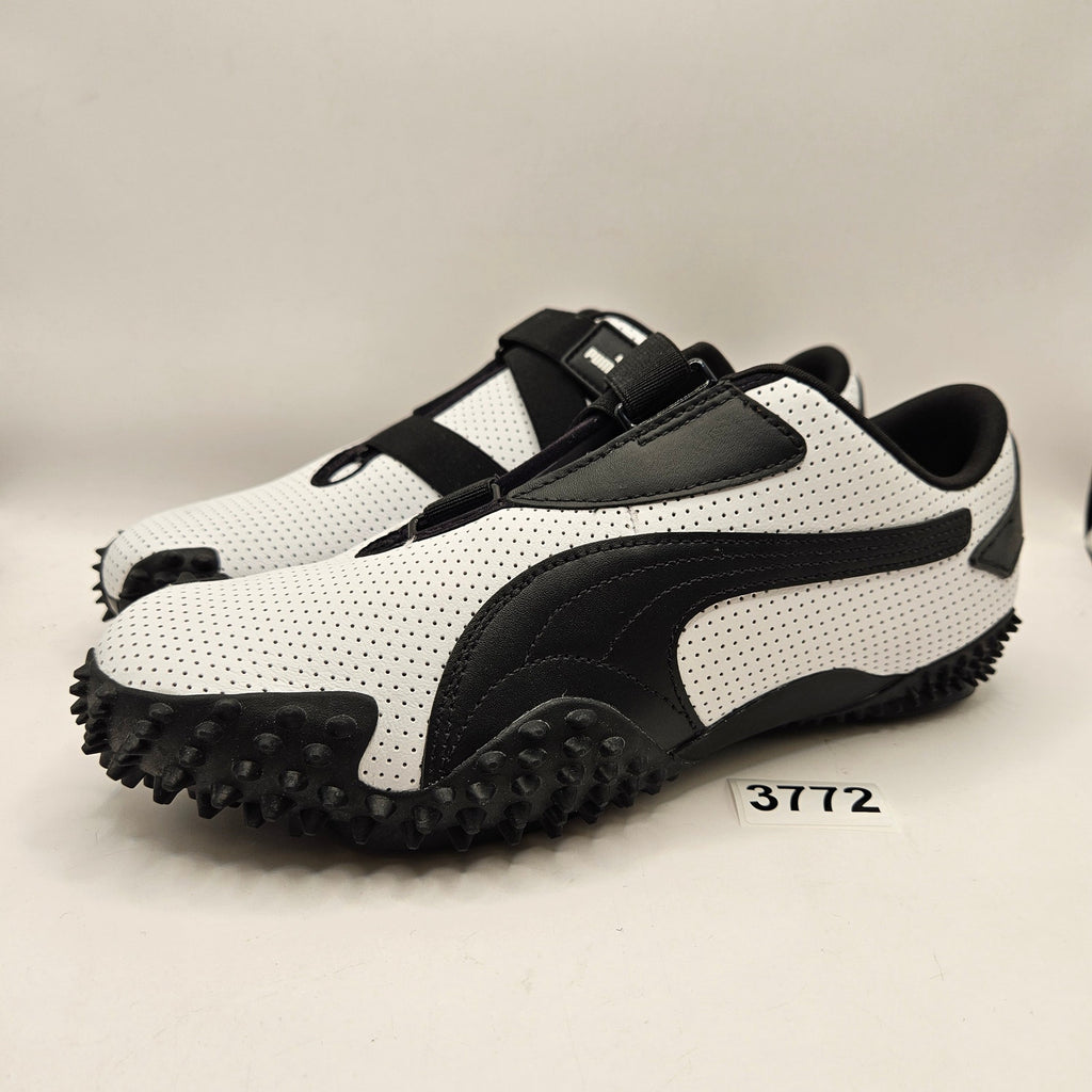 PUMA MOSTRO MEN'S 9 PERFORATED LEATHER PACK SNEAKERS WHITE BLACK 397331-01