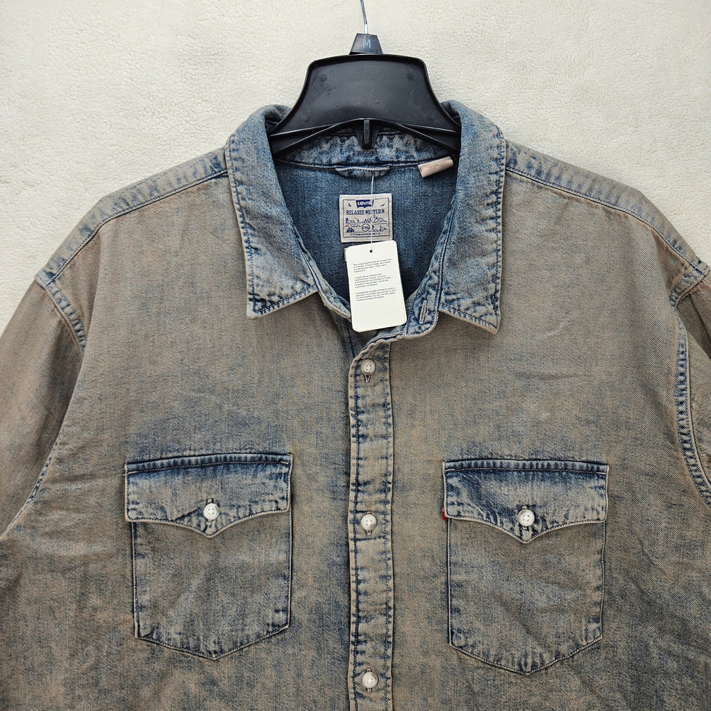 LEVI'S MEN'S XXL RARE DISTRESSED RELAXED WESTERN SHIRT NWT VINTAGE
