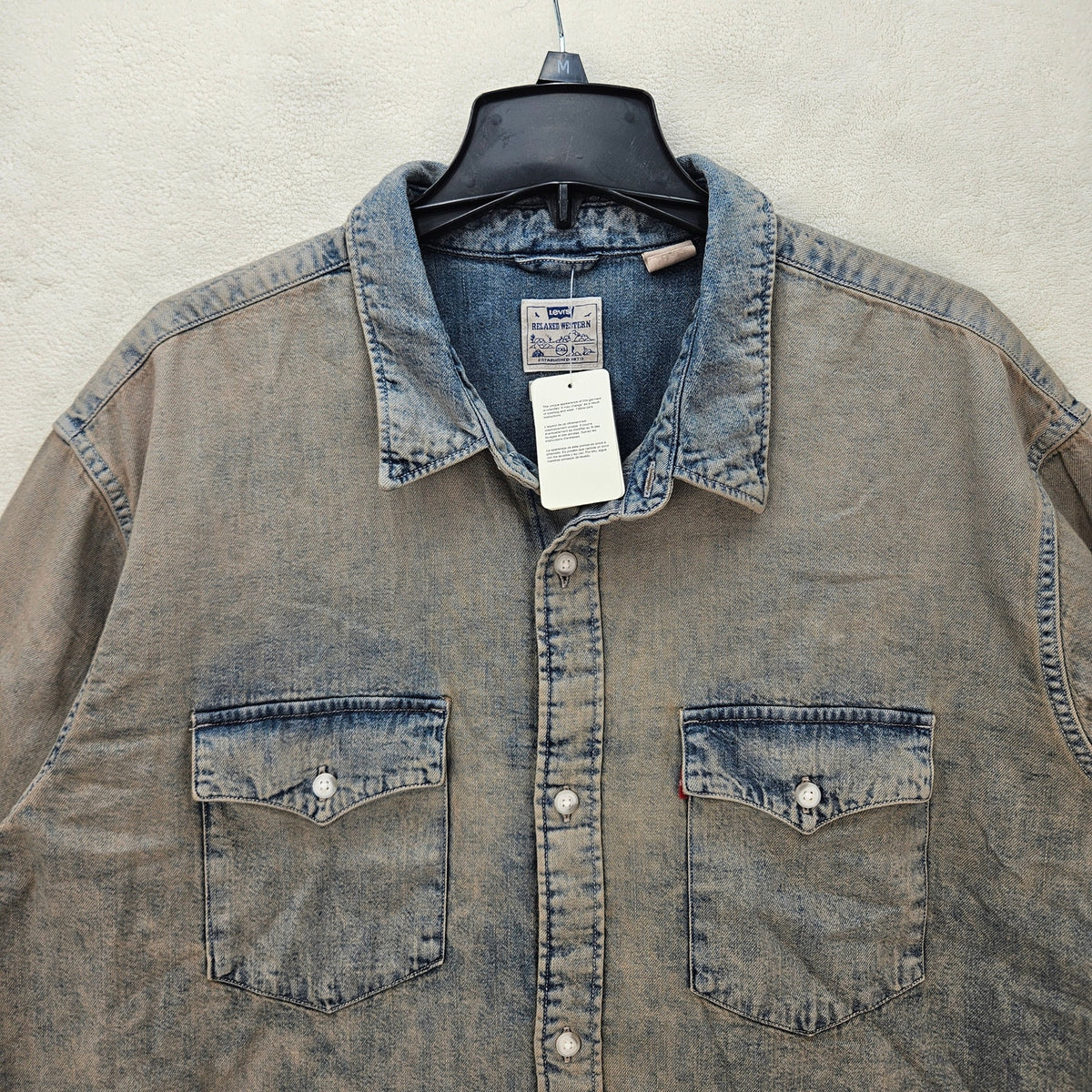 LEVI'S MEN'S XXL RARE DISTRESSED RELAXED WESTERN SHIRT NWT VINTAGE