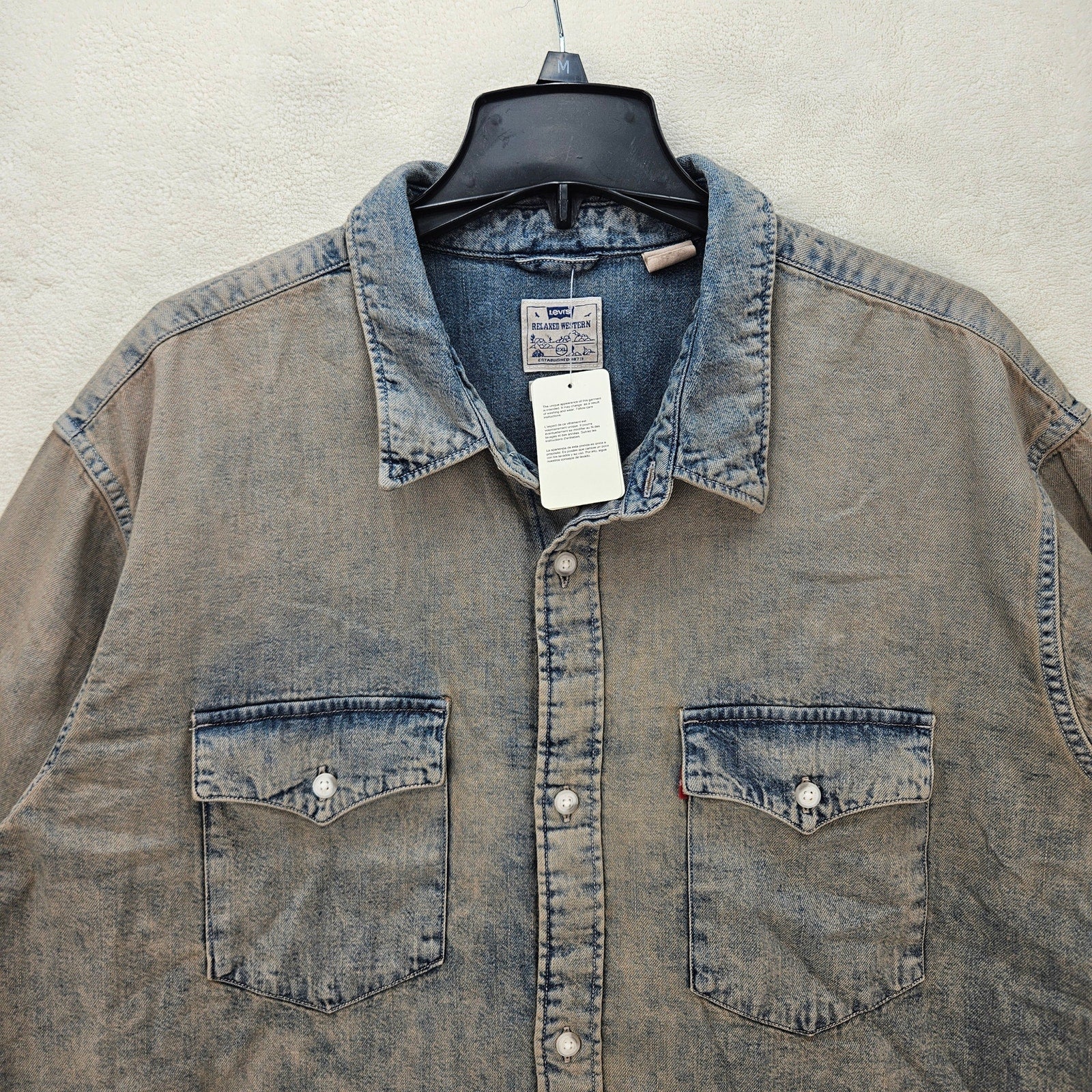 LEVI'S MEN'S XXL RARE DISTRESSED RELAXED WESTERN SHIRT NWT VINTAGE