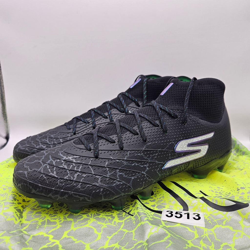 SKECHERS MEN'S 12 SKX 1.5 HIGH ELITE FG SOCCER CLEATS BLACK GREEN NWOB