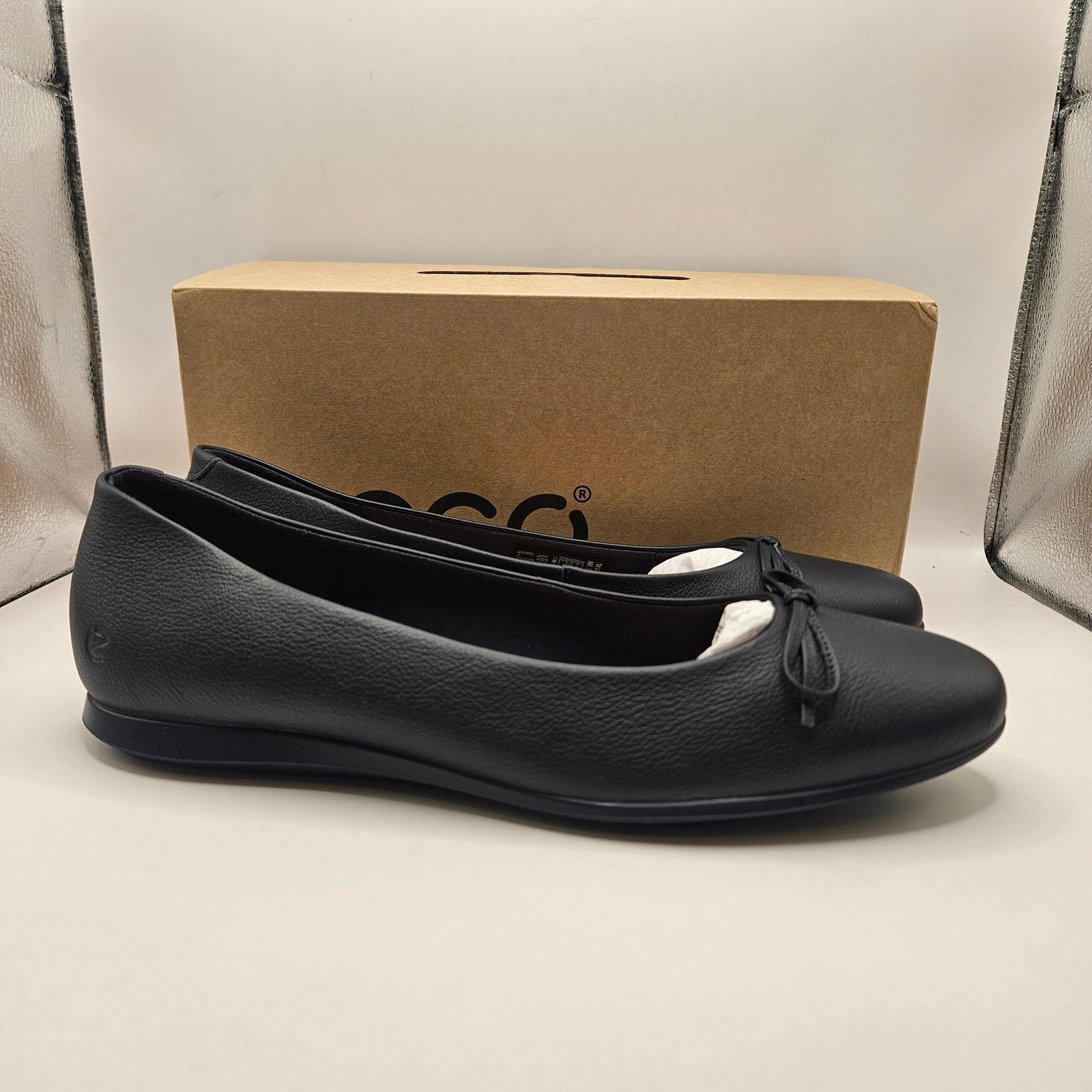 ECCO WOMEN'S 42 BALLERINA TOUCH 2.0 MARINE BLUE NIB LEATHER MADE IN PORTUGAL