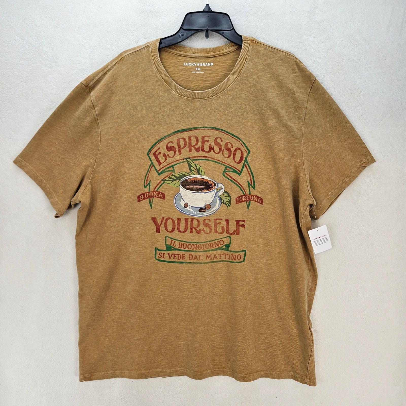 LUCKY BRAND MEN'S XXL ESPRESSO ULTRA SOFT COFFEE TSHIRT NWT