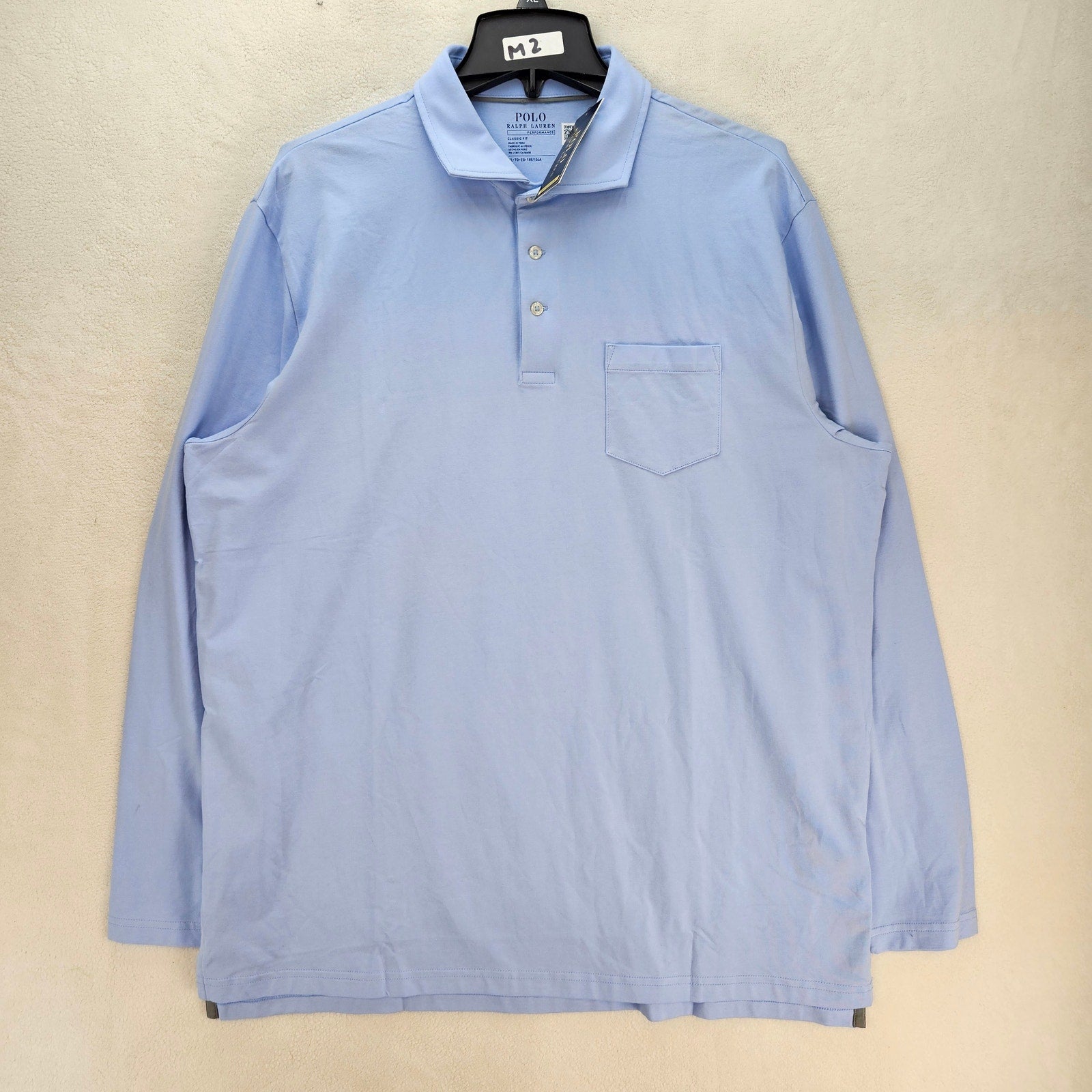 POLO RALPH LAUREN MEN'S XL PERFORMANCE GOLF POLO SHIRT LONG SLEEVE BLUE NWT