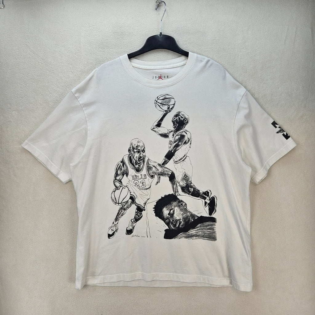 NIKE AIR JORDAN X OFF WHITE MEN'S XL COLLABORATION TSHIRT WHITE HOOP HEROES