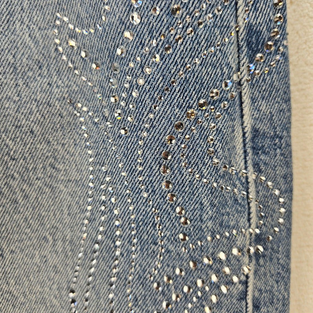 LEVI'S 501 X BEYONCE CURVE JEANS 25X30 WESTERN CRYSTAL NWT $150