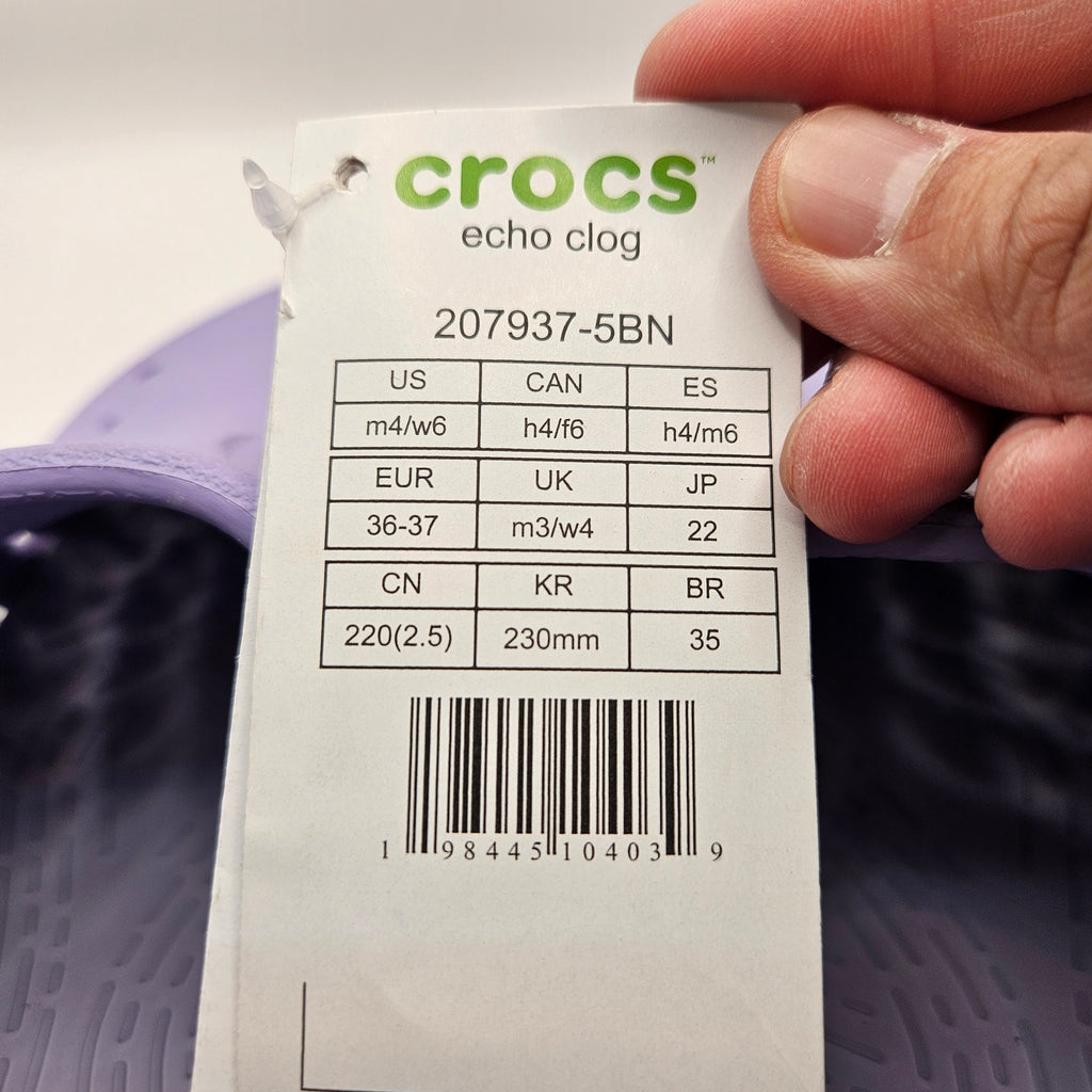 CROCS ECHO WOMEN'S 6 CLOG MYSTIC PURPLE SLIP ON CASUAL SANDAL 207937-5BN NWT
