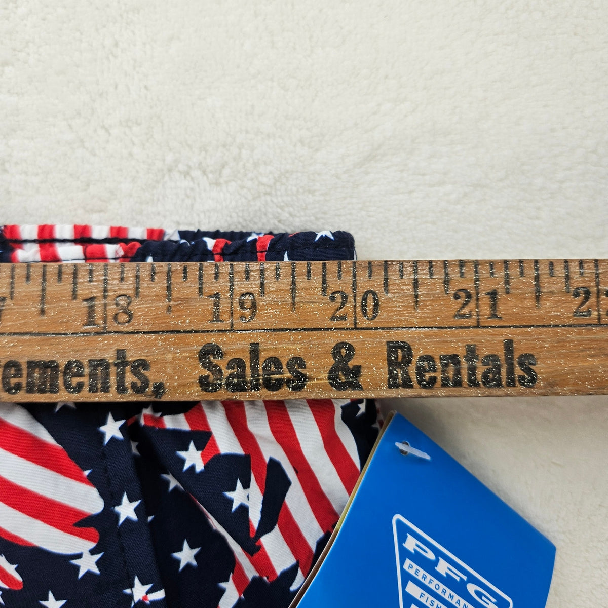 COLUMBIA PFG MEN'S XL AMERICANO FLAG PATRIOTIC BEACH SHORT CLEARWATER SHORES NWT