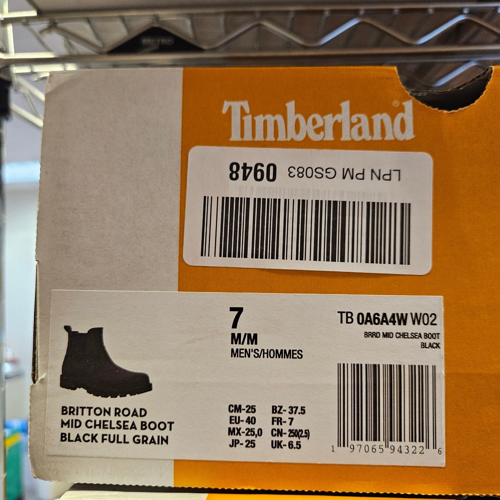 TIMBERLAND MEN'S 7 BRITTON ROAD MID CHELSEA BOOT BLACK FULL GRAIN NIB