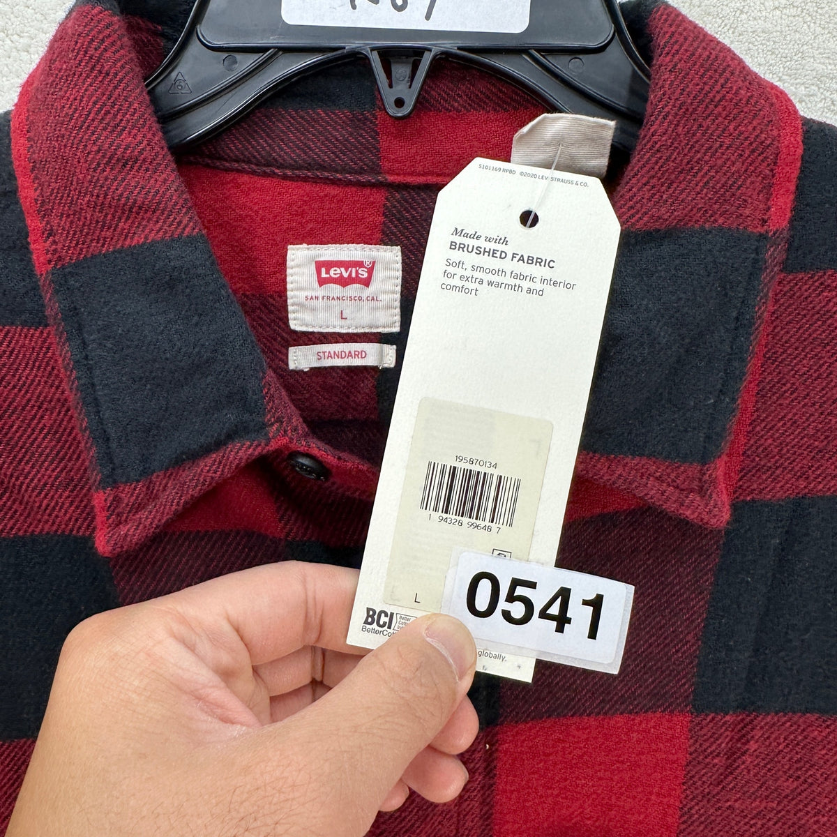 LEVI'S MEN'S LARGE CLASSIC WORKER SHIRT ALBANY BIKING RED
