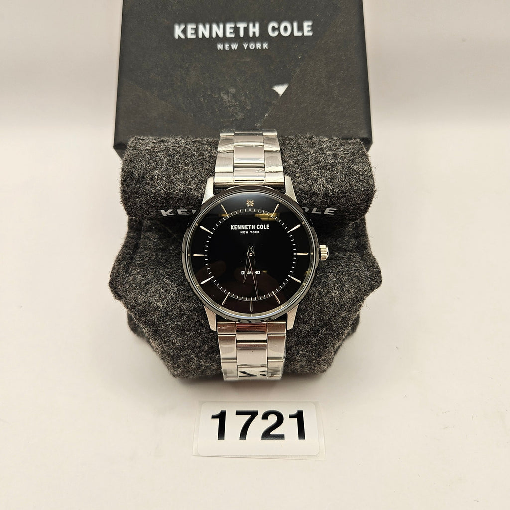 KENNETH COLE NEW YORK MEN'S QUARTZ DIAMOND ACCENTS STAINLESS STEEL 42MM NWT