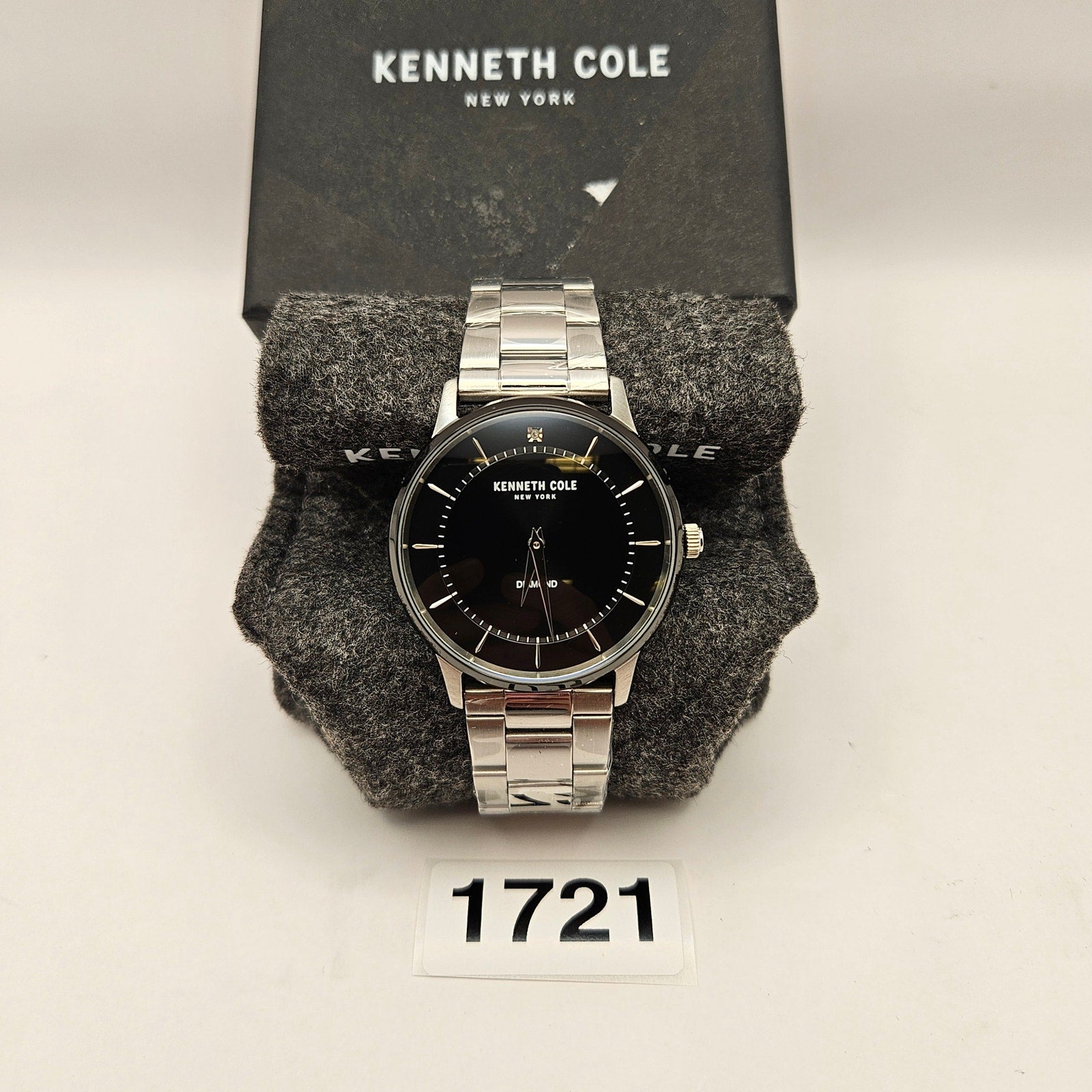 KENNETH COLE NEW YORK MEN'S QUARTZ DIAMOND ACCENTS STAINLESS STEEL 42MM NWT