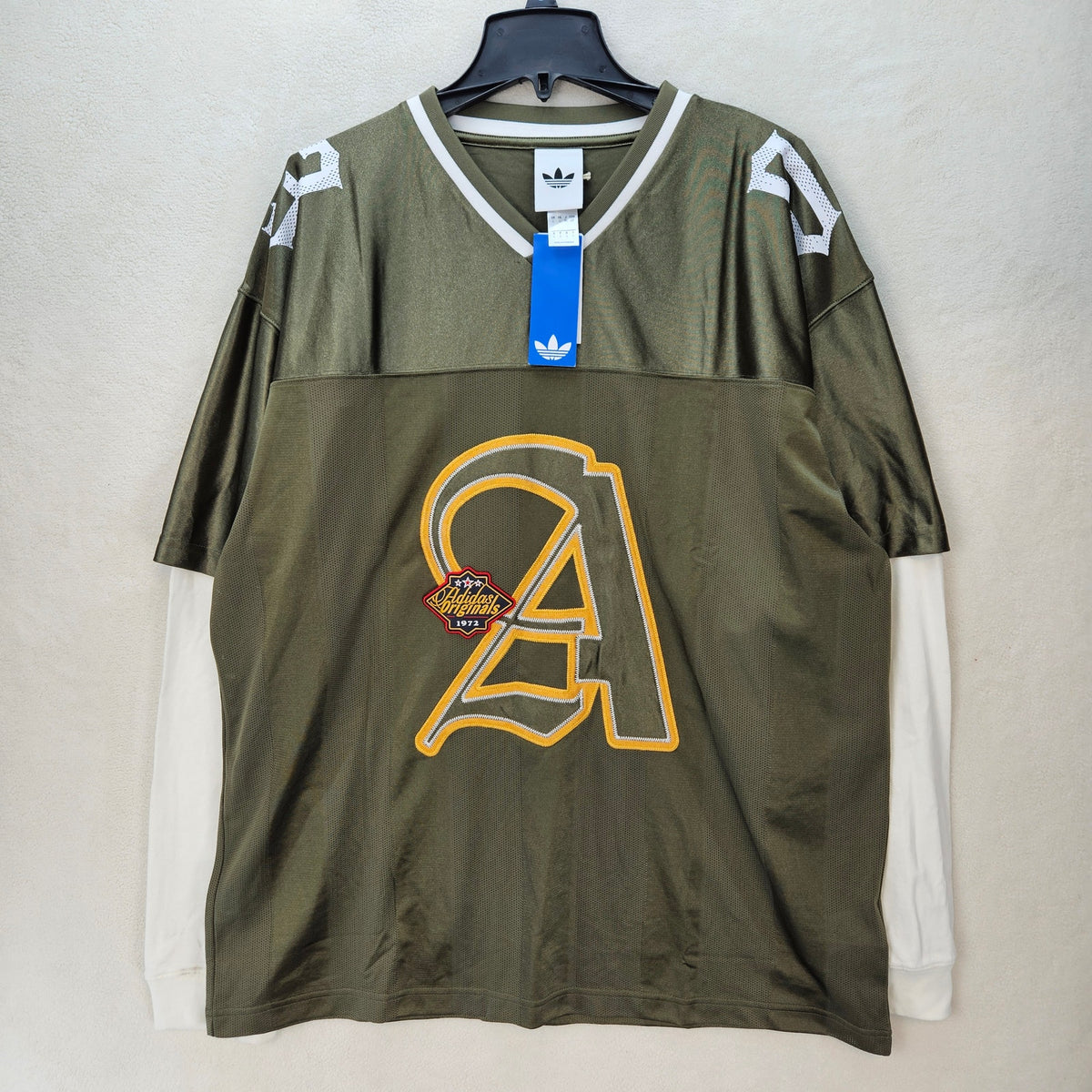 ADIDAS MEN'S LARGE ORIGINALS TREFOIL OG 2 IN 1 JERSEY OLIVE STRATA KS5329
