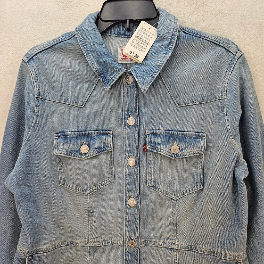 LEVI'S WOMEN'S XL FLYNN WESTERN DRESS NWT MEDIUM WASH A LINE