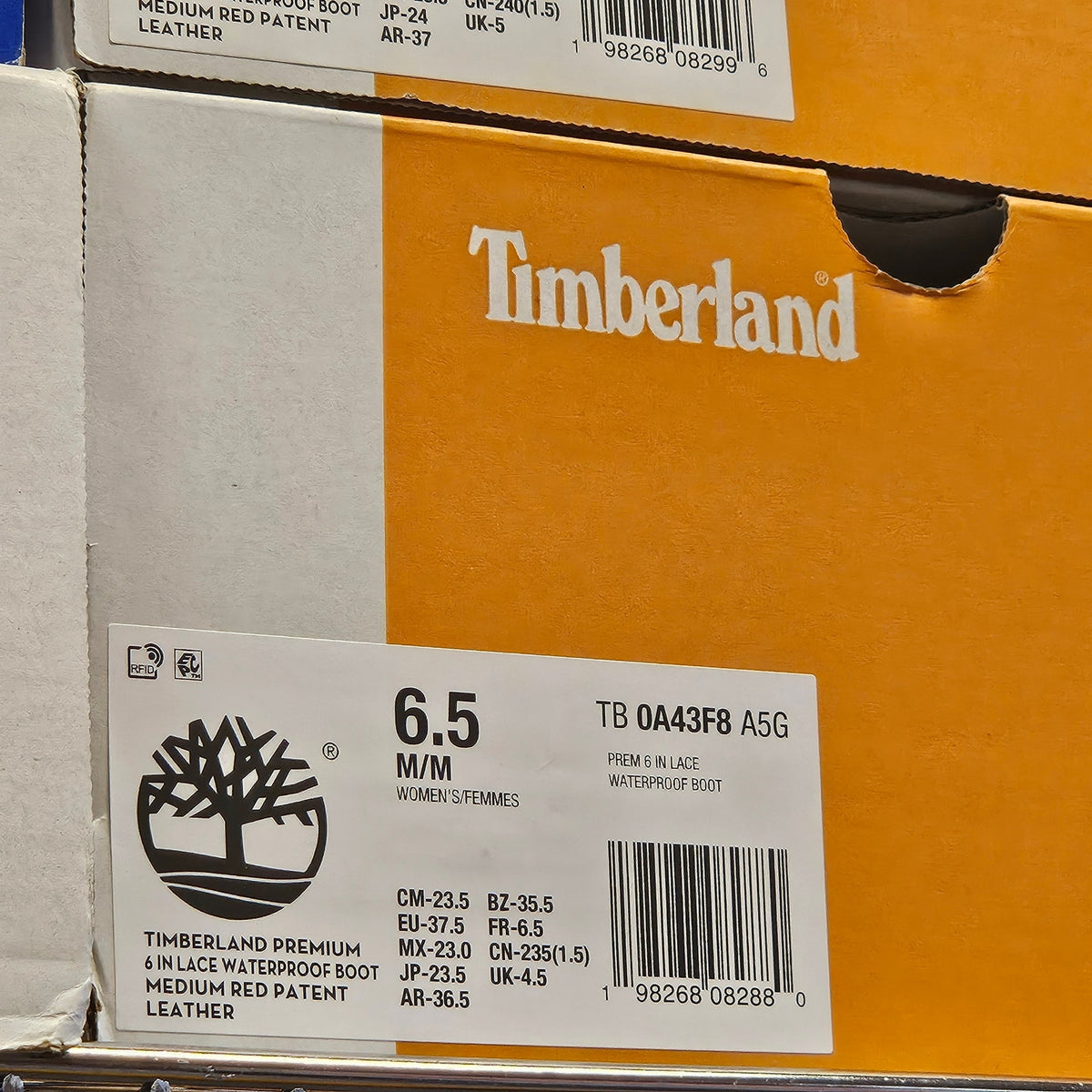 TIMBERLAND WOMEN'S 6.5 PREMIUM 6 IN BOOT WATERPROOF RED PATENT LEATHER NIB