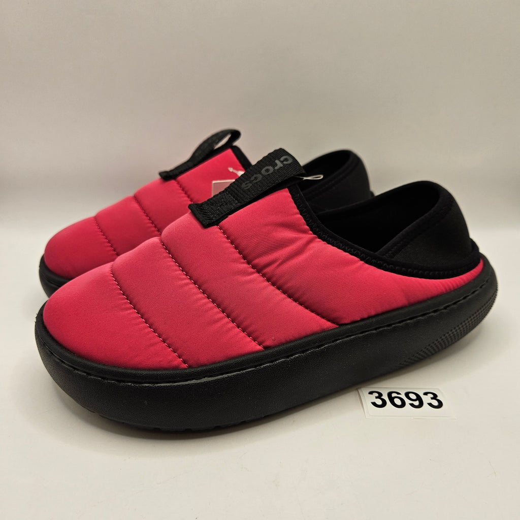 CROCS WOMEN'S 6 CLASSIC PUFF MOC SLIP ON CLOG SHOES PINK BLACK NWT 210706-6ZT