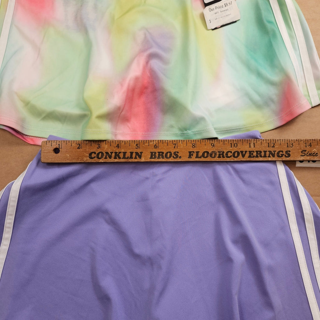 LOT OF 2 - ADIDAS GIRLS L TENNIS SKORT PURPLE TIE DYE ACTIVE SKIRTS NWOT