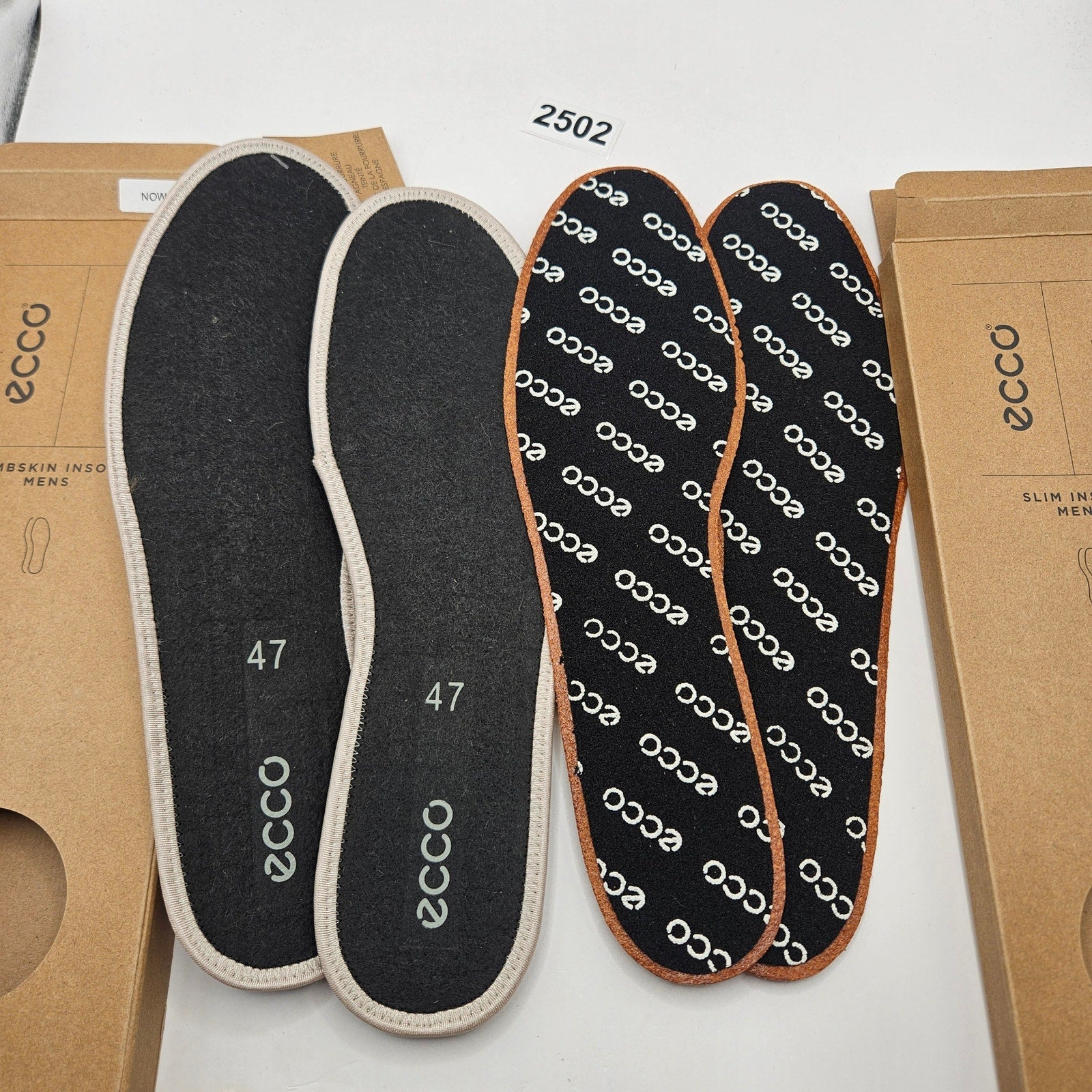 ECCO MEN'S 47 LOT OF 2 COMBO LAMBSKIN INSOLE + SLIM LEATHER INSOLE NIB