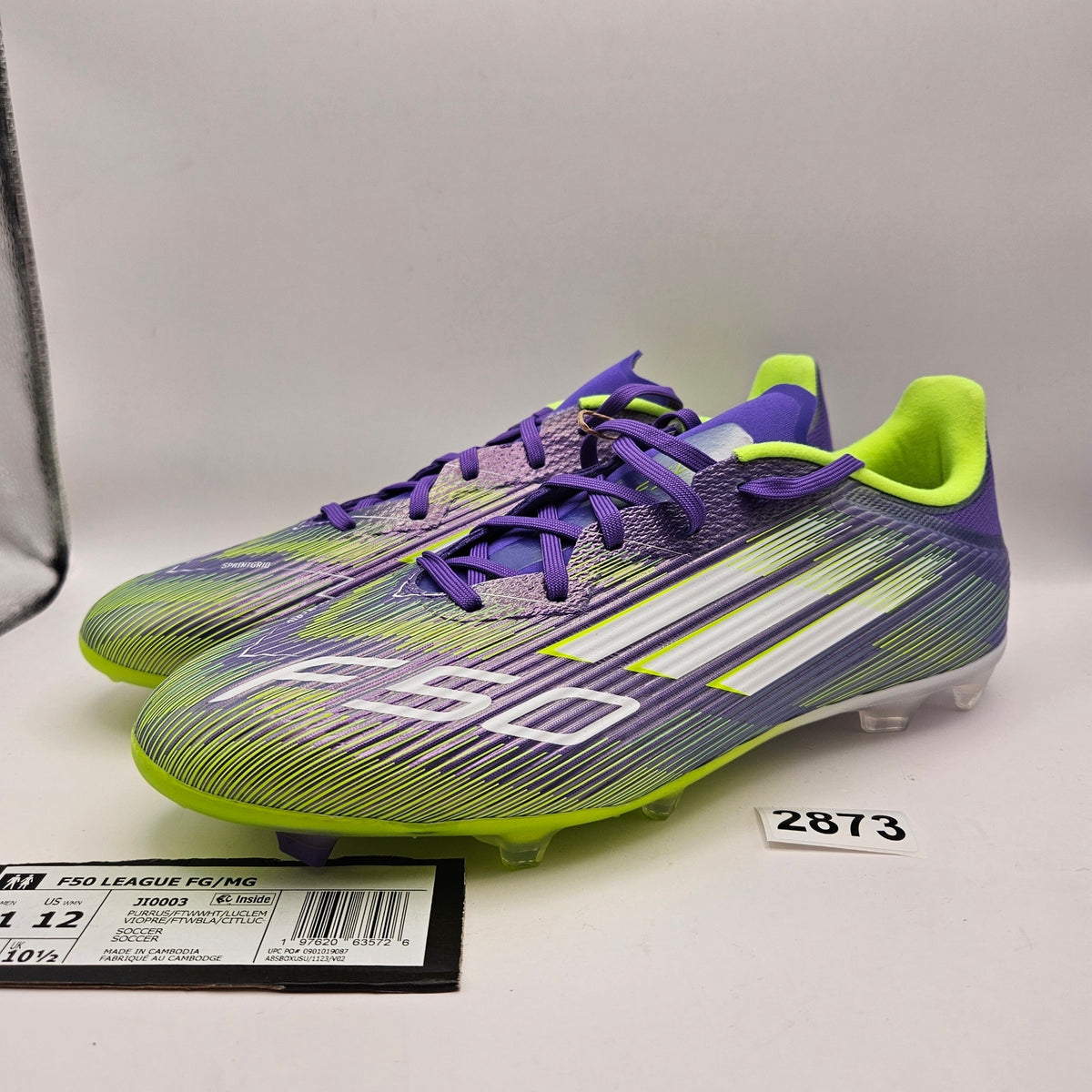 ADIDAS MENS 11 F50 LEAGUE FG MG SOCCER CLEATS JI0003 PURPLE LUCID LEMON NWOB