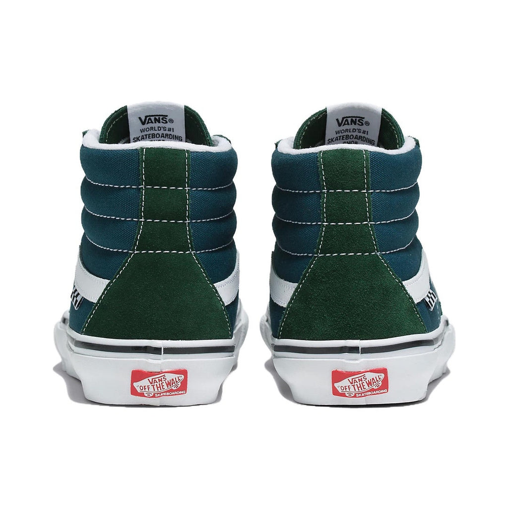 VANS MEN'S 13 SK8 HI MOUTAIN VIEW GREEN BLUE CANVAS NIB